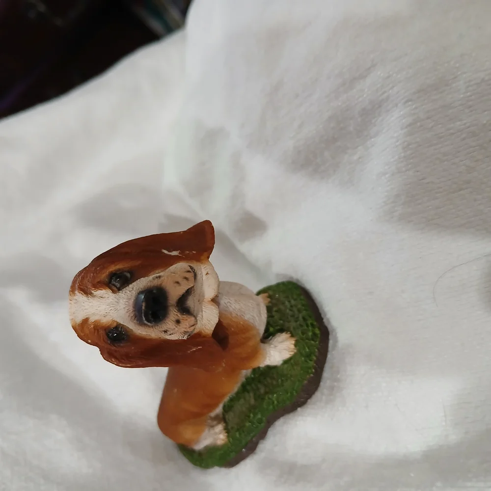 A Cute Bassett Hound..Handcrafted Dog Figurine - Brown and White